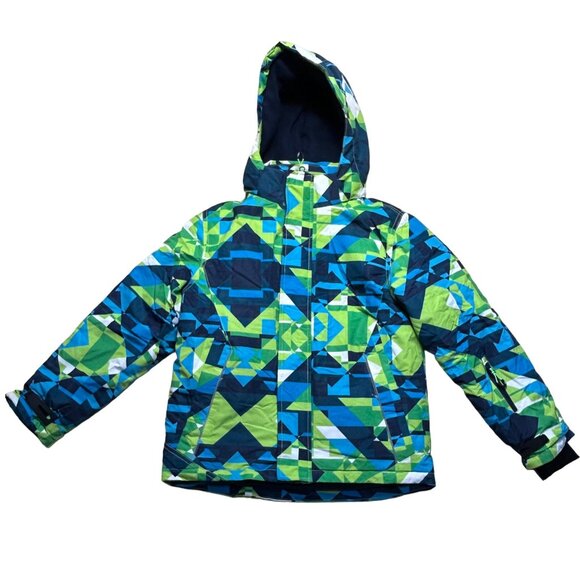 PhiBee Kids Outdoor Jacket Warm Winter Coat Size 11/12 Green Blue White - Picture 1 of 16